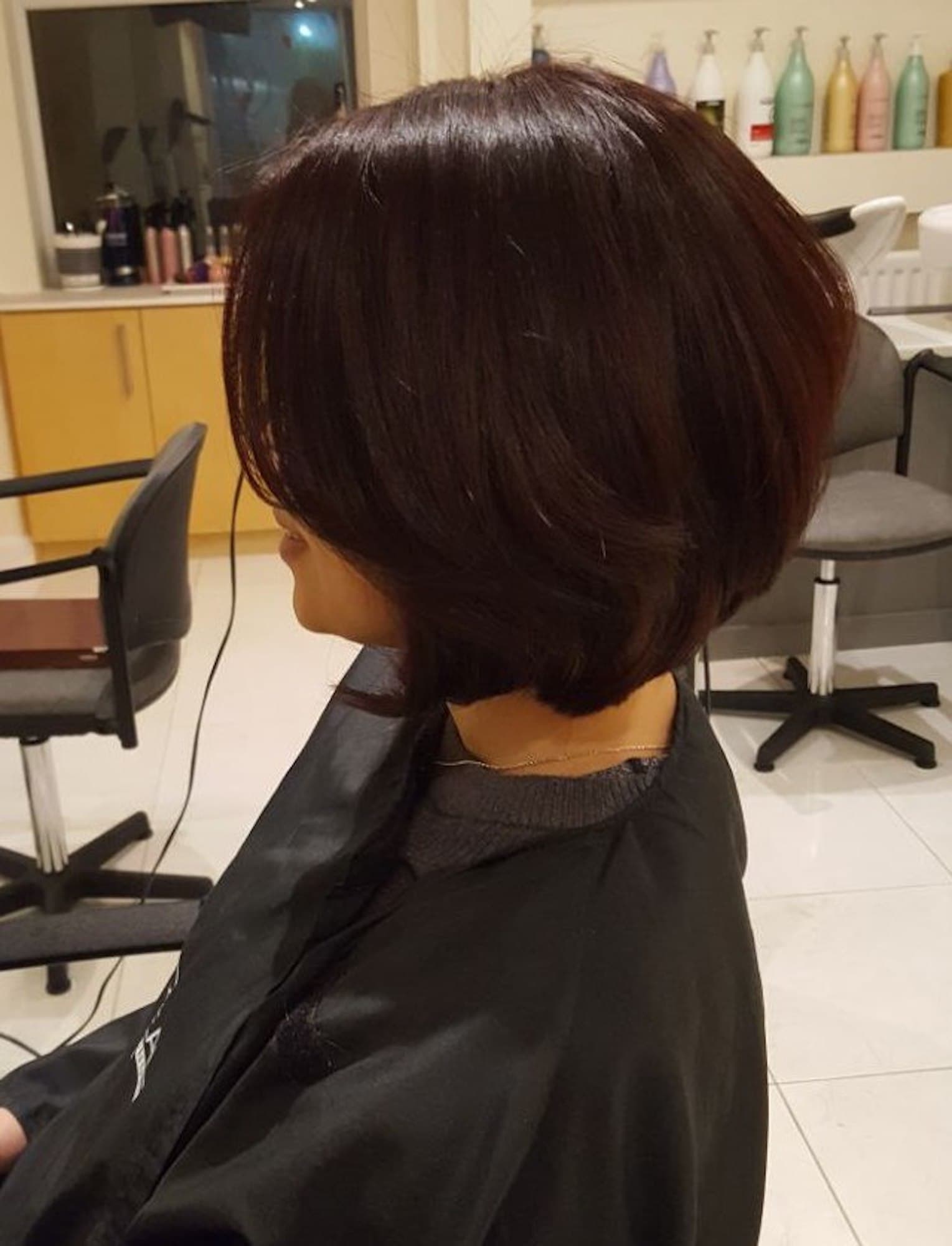 dark bobbed hair