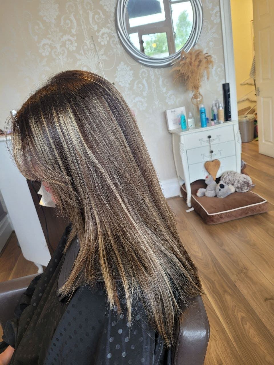 long hair with ash highlights