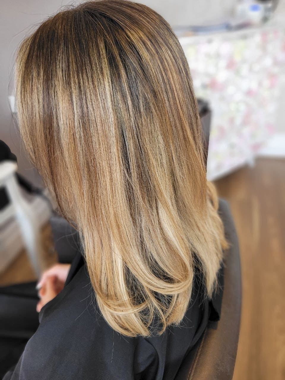 mid-length hair with highlights