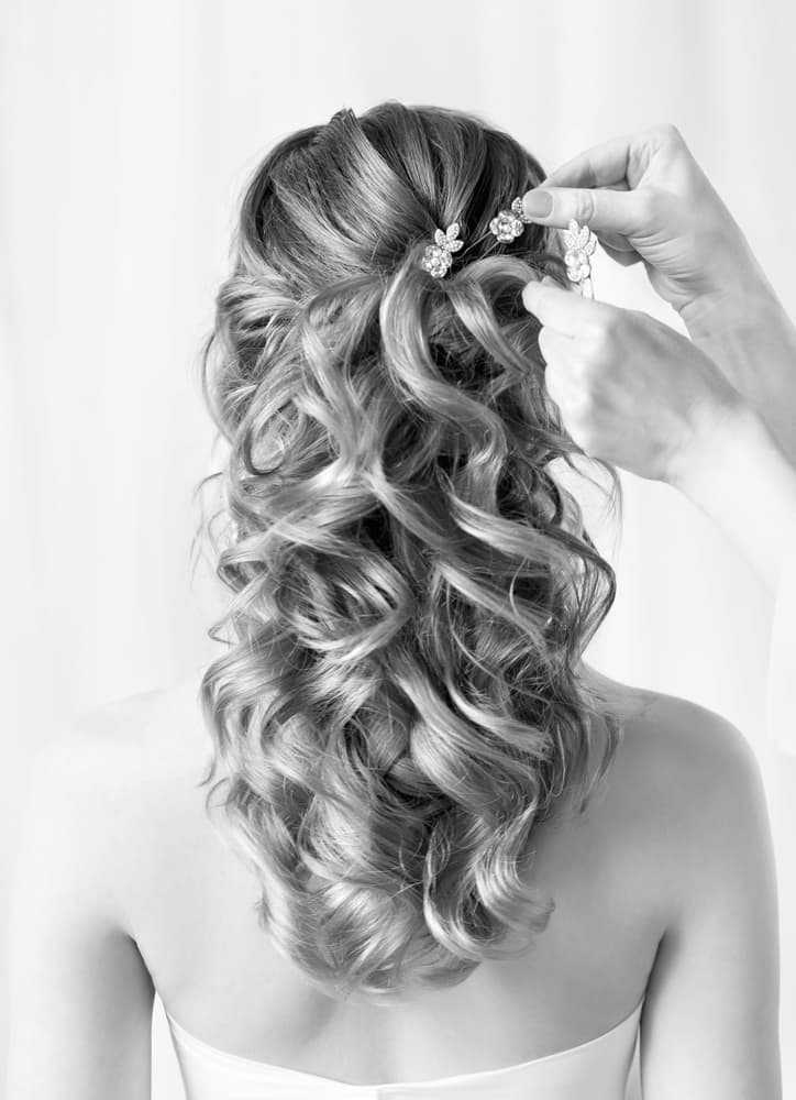 back view of long styled hair