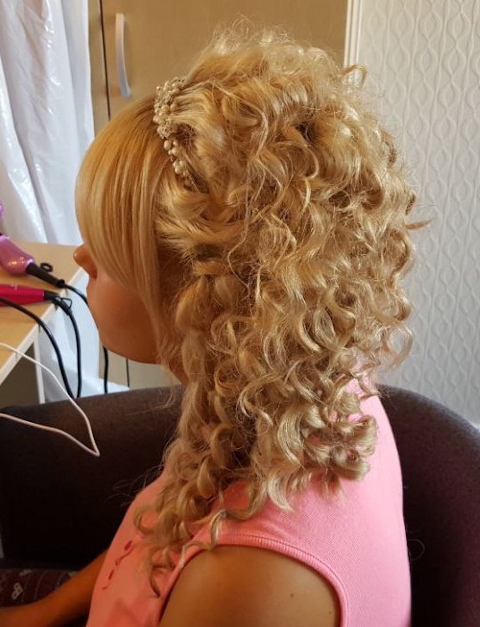 bridal hair style with blonde ringlet curls